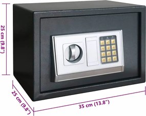 vidaXL Ψηφιακό Ασφαλές Σκούρο γκρι 35 x 25 x 25 εκ. Ατσάλι