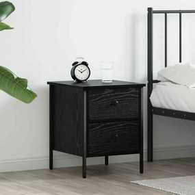vidaXL Κομοδίνο με συρτάρι Μαύρη δρυς 40 x 42 x 50 cm
