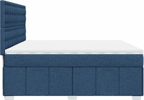 vidaXL Κρεβάτι Boxspring με Στρώμα Μπλε 200x200 εκ. Υφασμάτινο