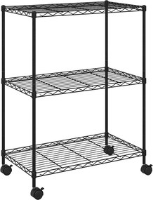 vidaXL Ραφιέρα 3 Επιπέδων με Τροχούς Μαύρη 60x35x81 εκ. 150 κ.