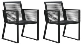 vidaXL Καρέκλες Κήπου 2 τεμ. Μαύρες από Ρατάν PVC