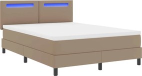 vidaXL Κρεβάτι με ελατήρια Καπουτσίνο 140 x 200 cm Τεχνητό δέρμα