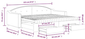 Καναπές Κρεβάτι Συρόμενος Taupe 90x200 εκ. Ύφασμα &amp; Συρτάρια - Μπεζ-Γκρι