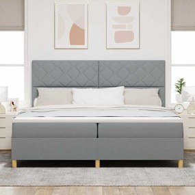vidaXL Κρεβάτι με ελατήρια Ανοιχτό γκρι 200 x 200 cm ύφασμα