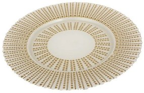Πιατέλα Γυάλινη Vlay 75842 33cm White-Gold Artekko Glass
