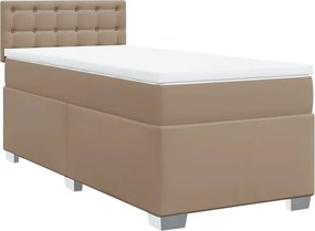 vidaXL Κρεβάτι Boxspring με Στρώμα Καπουτσίνο 100x200εκ.από Συνθ.Δέρμα