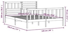 ΠΛΑΙΣΙΟ ΚΡΕΒΑΤΙΟΥ 120 X 190 ΕΚ. ΑΠΟ ΜΑΣΙΦ ΞΥΛΟ 4FT SMALL DOUBLE 3101123