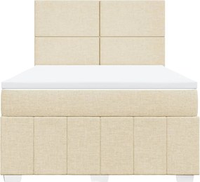 vidaXL Κρεβάτι Boxspring με Στρώμα Κρεμ 140x200 εκ. Υφασμάτινο