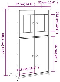 Ντουλάπι Sonoma Δρυς 62 x 32 x 106,5 εκ.από Επεξεργασμένο Ξύλο - Καφέ