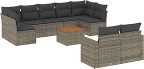 vidaXL Patio Sofa Set 9-θέσια Grey and Dark Grey