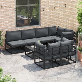 vidaXL Σετ Καναπέ Κήπου 8 pcs Μαύρο Αλουμίνιο