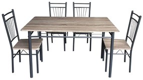 Τραπεζαρία Roza I 072-000135 (Σετ 5Τμχ) 110x68x75cm Walnut-Black 4 Θέσεων