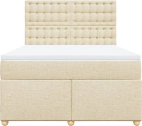 vidaXL Κρεβάτι Boxspring με Στρώμα Κρεμ 160x200 εκ. Υφασμάτινο