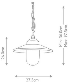 Κρεμαστό Φωτιστικό Οροφής E27 60W IP44 Klampenborg Elstead Lighting KLAMPENBORG8-BK Μαύρο