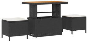 vidaXL 10 Τεμαχίων Σετ Καναπέ Κήπου με Μαξιλάρια Μαύρο Πολυ Ρατάν Ακακία