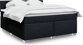 vidaXL Κρεβάτι Boxspring με Στρώμα Μαύρο 180x200 εκ. Υφασμάτινο