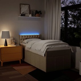 vidaXL Κρεβάτι Boxspring με Στρώμα Κρεμ 90x200 εκ.Υφασμάτινο