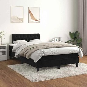 vidaXL Κρεβάτι Boxspring με Στρώμα Μαύρο 120 x 200 εκ. Βελούδινο