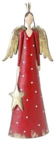 XMAS ANGEL BEAUTY A ΑΓΓΕΛΟΣ ΜΕΤΑΛΛΟ ΚΟΚΚΙΝΟ ΧΡΥΣΟ ΛΕΥΚΟ 27x12xH74cm