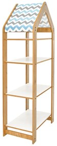 Ραφιέρα Montessori Zoilen II pakoworld φυσικό-λευκό-μπλε mdf 50x30x120εκ (1 τεμάχια)