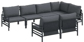 vidaXL Σετ Καναπέ Κήπου με μαξιλάρι 7 pcs Ανθρακί Ατσάλι & ύφασμα