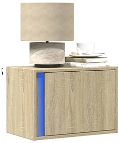 vidaXL Κομοδίνο Επιτοίχιο με Φώτα LED Sonoma Δρυς