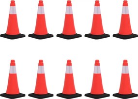 vidaXL Κώνοι Σήμανσης Ανακλαστικοί με Βαριά Βάση 10 τεμ. 50 εκ.