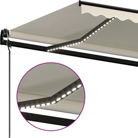vidaXL Αναδιπλούμενη τέντα Κρεμ 450 x 350 εκ Πολυεστέρας