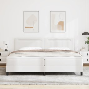vidaXL Κρεβάτι με Στρώμα Box Spring σε Λευκό, 200 x 200 cm, από Τεχνητό Δέρμα
