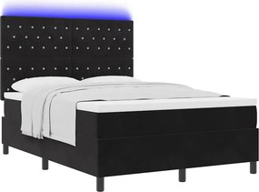 vidaXL LED Κρεβάτι με βάθρο με στρώμα Μαύρο 140 x 200 cm Βελούδο