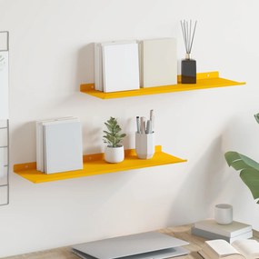vidaXL Πλωτό ράφι 2 pcs Χαμομηλί κίτρινο 60 x 18 x 2,5 εκ. Ατσάλι