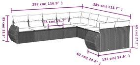 vidaXL Σετ Καναπέ Κήπου 10 τεμ. Μπεζ Συνθετικό Ρατάν με Μαξιλάρια