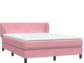 vidaXL Κρεβάτι Boxspring με Στρώμα Ροζ 160x210 εκ. Βελούδινο