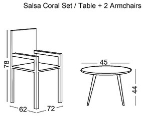 SALSA CORAL COFFEE SET ΚΗΠΟΥ ΜΕΤΑΛΛΟ ΜΑΥΡΟ - ΓΥΑΛΙ - WICKER ΦΥΣΙΚΟ: ΤΡΑΠΕΖΑΚΙ+2 ΠΟΛΥΘΡΟΝΕΣ