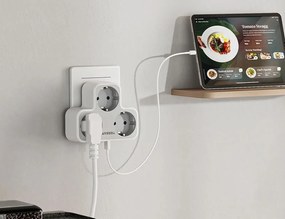 Επιτοίχιο Πολύπριζο Tessan TS-331 - 3x Schuko, 2x USB-A - Λευκό