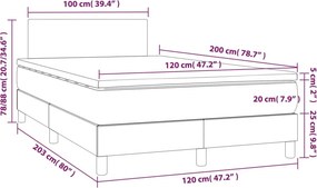 vidaXL Κρεβάτι Boxspring με Στρώμα Μπλε 120x200 εκ. Υφασμάτινο