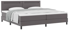 vidaXL Κρεβάτι Box Spring με Στρώμα σε Γκρι, 200x200 εκ, Ψεύτικο Δέρμα.