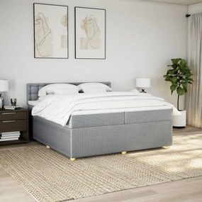 Κρεβάτι Boxspring με Στρώμα Ανοιχτό Γκρι 200x200 εκ. Υφασμάτινο - Γκρι