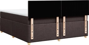 vidaXL Κρεβάτι Boxspring με Στρώμα Σκούρο Καφέ 200x200 εκ. Υφασμάτινο