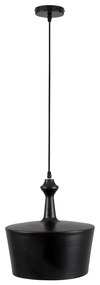 GloboStar® ROCKFORD 01287-A Μοντέρνο Κρεμαστό Φωτιστικό Οροφής Μονόφωτο 1 x E27 Μαύρο Μεταλλικό Καμπάνα Φ30 x Υ30cm