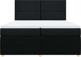 vidaXL Κρεβάτι Boxspring με Στρώμα Μαύρο 200x200 εκ. Υφασμάτινο