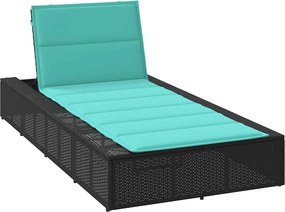 vidaXL Ξαπλώστρα με αιωρούμενο μαξιλάρι Μαύρο Poly Rattan