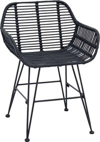 vidaXL Καρέκλα τραπεζαρίας 2 pcs Καλάμι και Σίδερο Μαύρο
