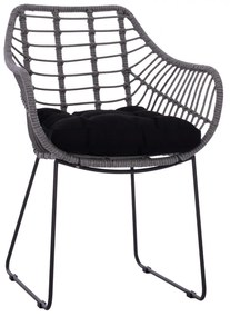 Armchair Radia Light Grey Wicker with Metal Solid Frame 60x62x84cm