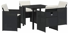 vidaXL Σέτ φαγητού για κήπο 5 pcs Μαύρο συνθετικό ρατάν