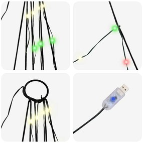 vidaXL Χριστουγεννιάτικο Δέντρο LED με Σφήνες Εδάφους Πολύχρωμο 306 εκ