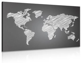 Εικόνα εκκολαπτό παγκόσμιο χάρτη σε ασπρόμαυρο - 120x80