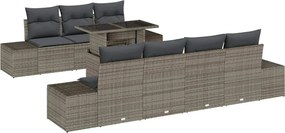 vidaXL Σετ Καναπέ Κήπου 8 pcs Γκρι Πολυέστερ και Κατασκευασμένο Ατσάλι