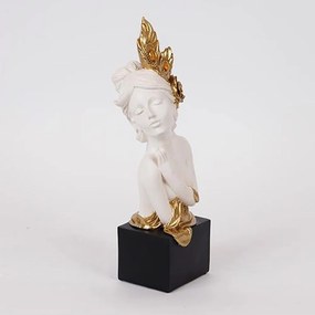 Διακοσμητικό Γλυπτό Γυναίκα Με Λουλούδι 752-27199 10,5x9x28,5cm White-Gold Estheti Home Πολυρεσίνη