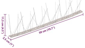 vidaXL Απωθητικές Ακίδες Περιστεριών 5 Σειρών Σετ των 40 20μ Αν.Ατσάλι